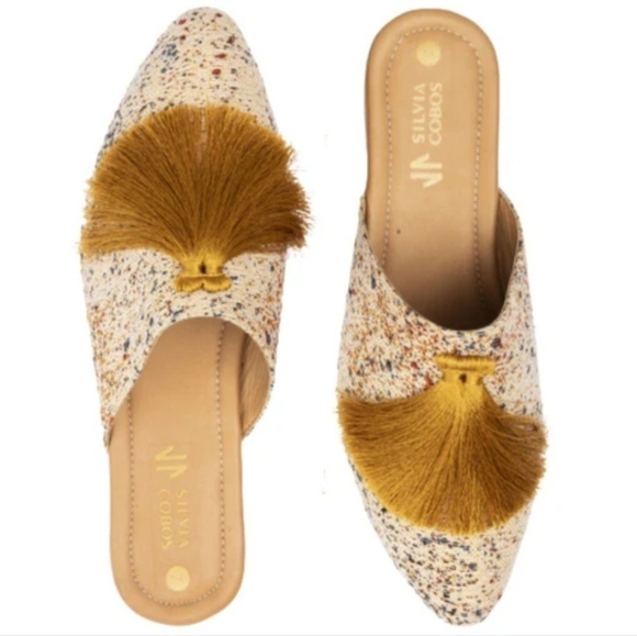 Silvia Cobos Shoes - NEW! SILVIA COBOS Milonga Speckled Print Tassel Slip On Mules 8.